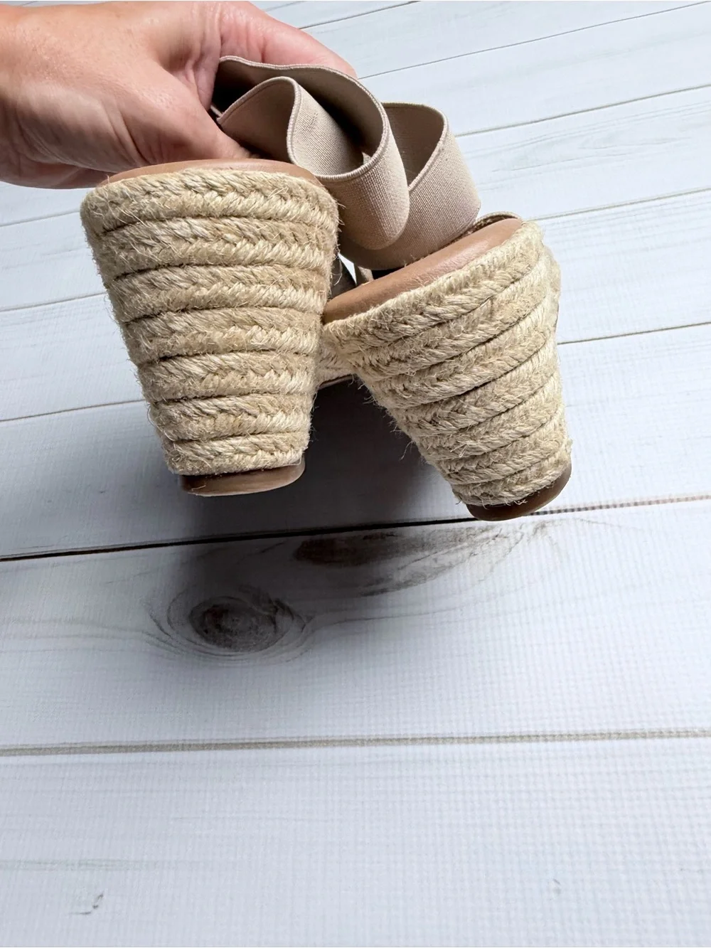 Madeline Taupe Beige Espadrille Wedge Sandals
